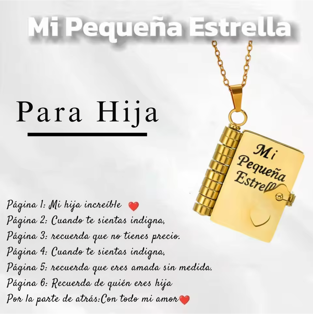 Collar libro grabado con mensaje para hijos/as